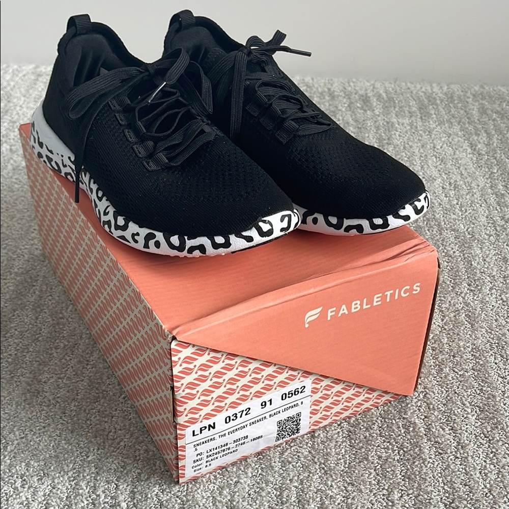 Fabletics Black Sneakers with Leopard Print Sole